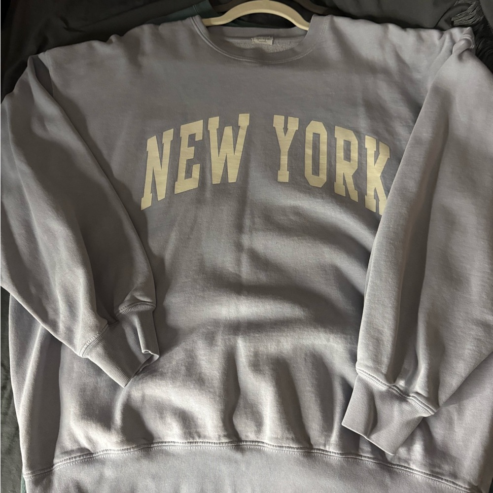 Pacsun Women Purple/Grey New York Sweatshirt